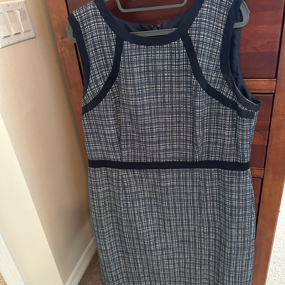 Navy blue sleeveless Talbots shift dress.  Fully lined, back zipper.